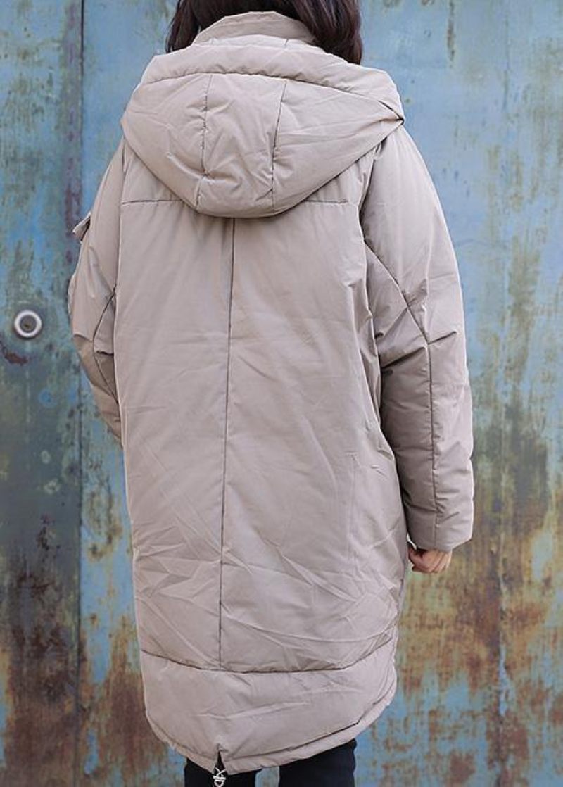 Fina Trendiga Plus Size Jackor Kappor Vinter Ytterkläder Khaki Hooded - Dunjackor för kvinnor