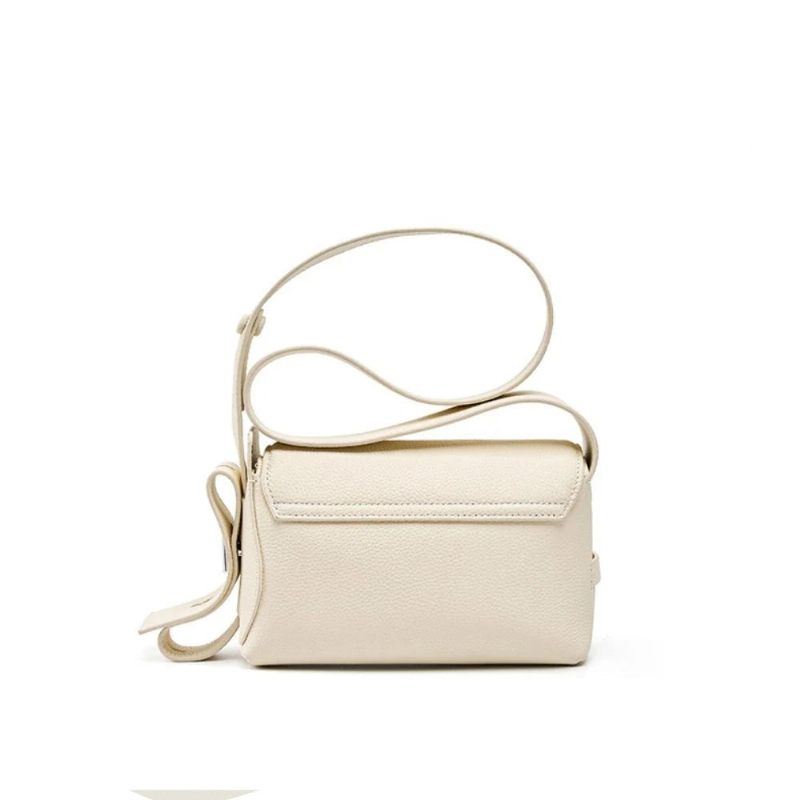 Flapväska First Layer Läder Justerbar Strap Dam Axel Crossbody Bag Small - Svart