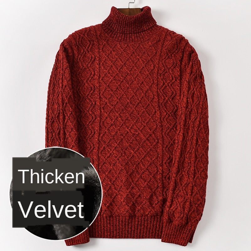 Fleece Varm Bomull Sköldpaddströja Herr Vintertröjor Man Turtle Neck - Tunn 296 Ljusgrå