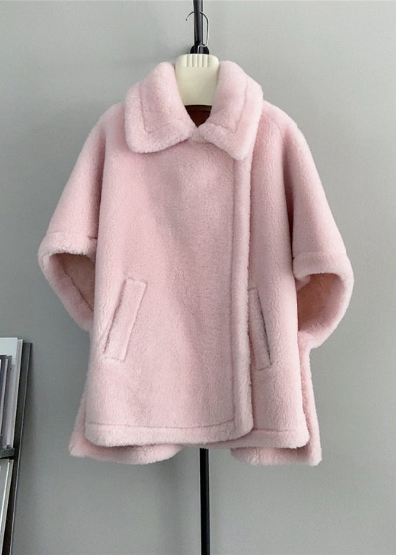 Fransk Beige Fyrkantig Krage Fickor Ull Cape Coats Vinter - Ullrockar för kvinnor