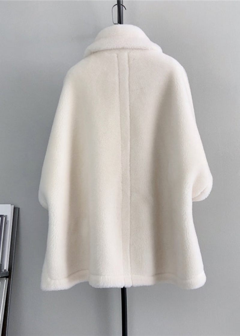 Fransk Beige Fyrkantig Krage Fickor Ull Cape Coats Vinter - Ullrockar för kvinnor