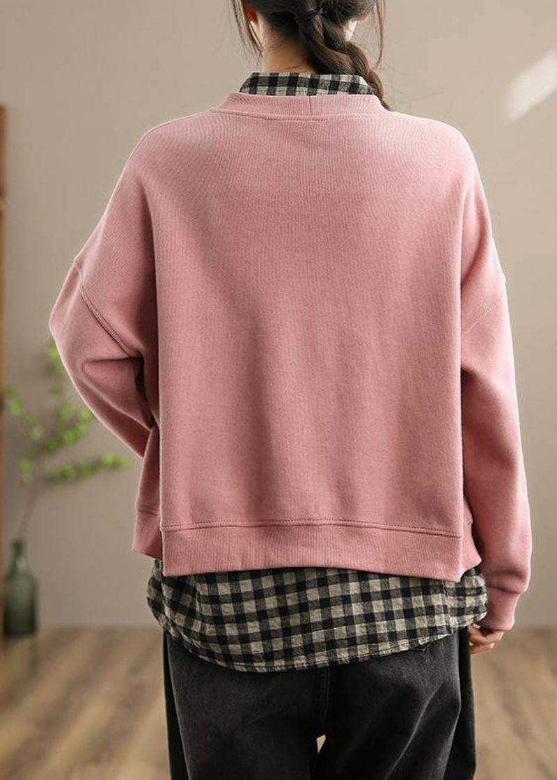 Franska Rosa Kläder För Kvinnor Form V Neck Button Down Springrockar - Rosa