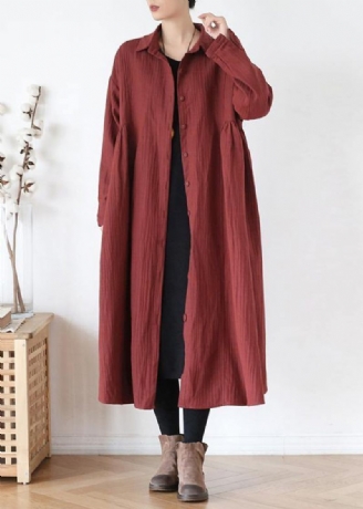 Franskt Kavaj Cinched Fin Trenchcoat Röd Plus Size Kläder Ytterkläder