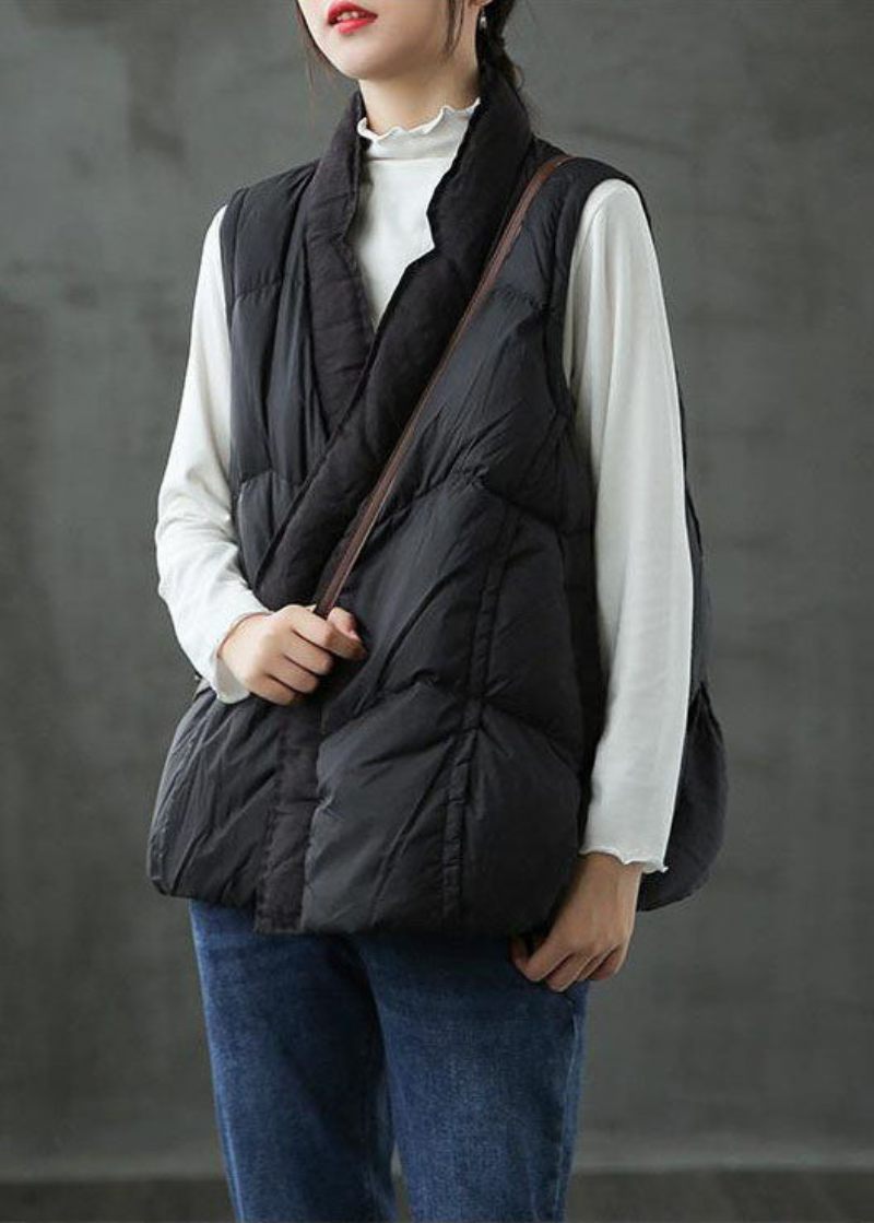 Gör-det-själv Svart Mode Warm Winter Puffer Vest - Svart