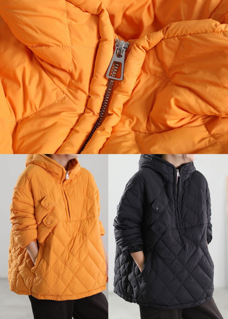 Gula Fickor Duck Down Puffers Jackor Zip Up Winter - Svart