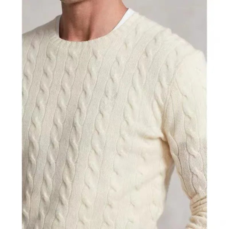 Hästtröja För Män Solid Casual Pull Homme Herrtröja - Beige