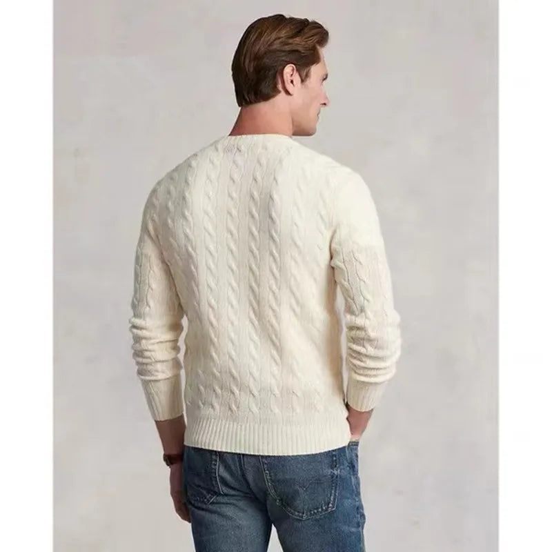 Hästtröja För Män Solid Casual Pull Homme Herrtröja - Beige