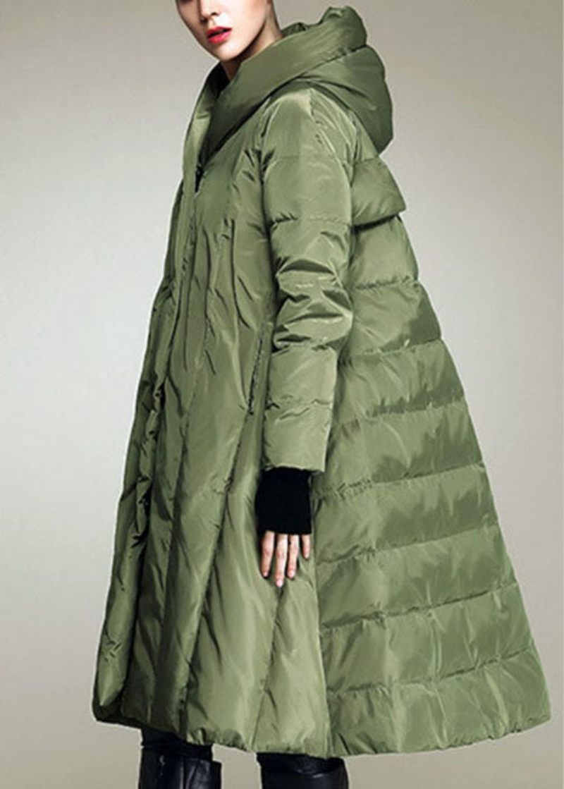 Handgjord Army Green Casual Winter Duck Down Kappa Med Huva - Armégrön