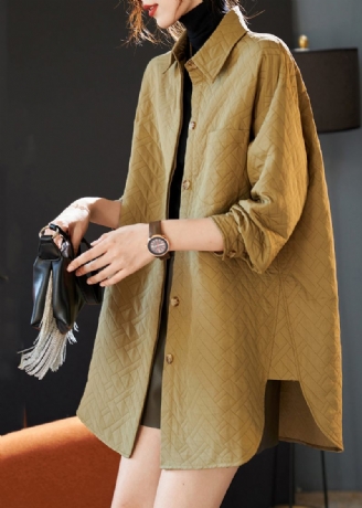 Handgjorda Khaki Oversized Side Open Spandex Coats Spring