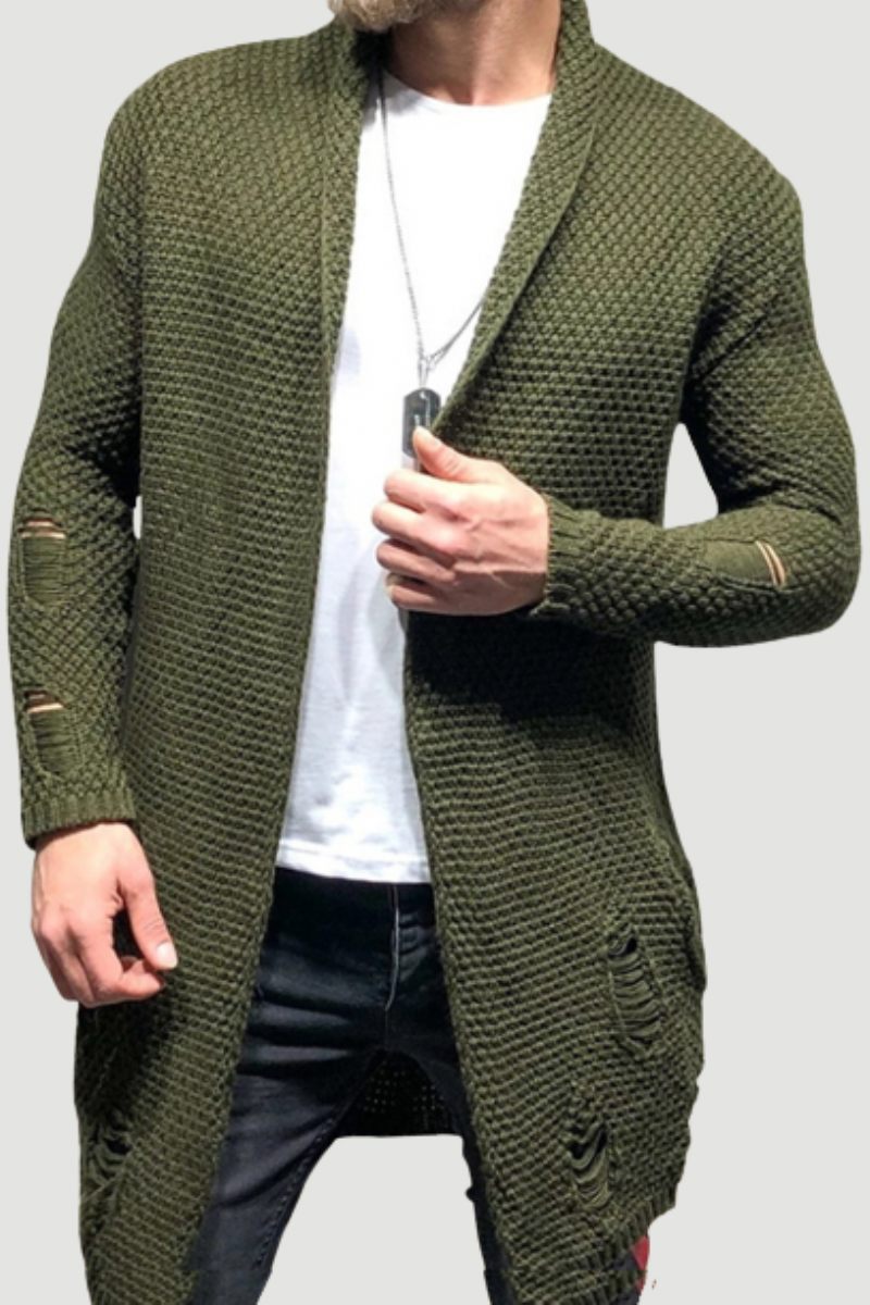 Herr Cardigan Sweater Casual Stickade Tröjor Kappa Toppar Streetwear Mellanlång Tröja Jumper Kläder