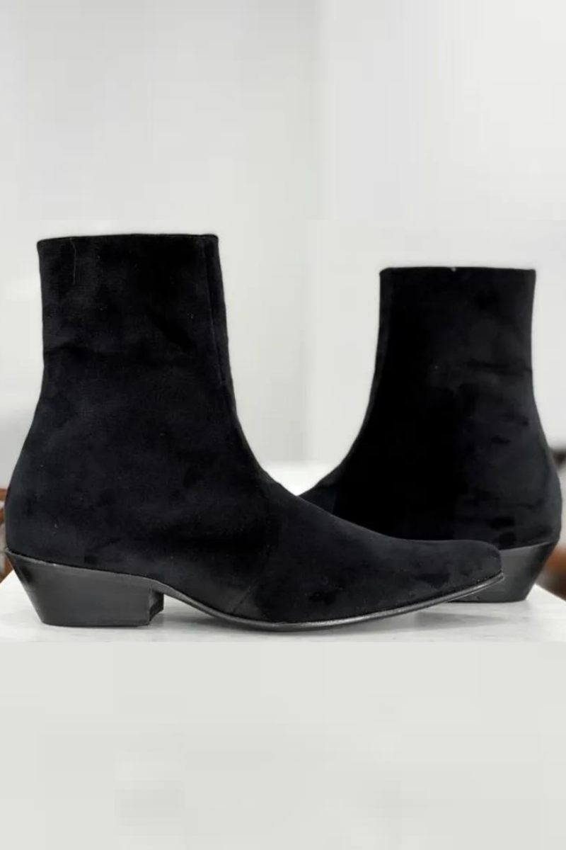 Herr Chelsea Boots Handgjorda Spetsiga Tå Mellan Klack Business Zip Ankel