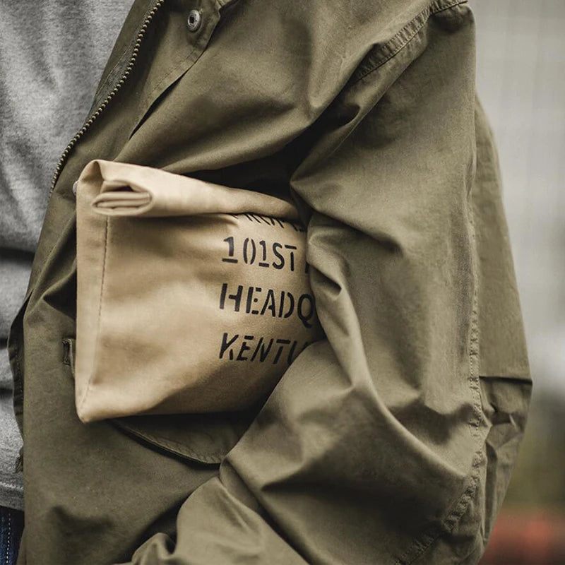 Herr Clutchväska Amerikansk Retro Verktygsväska Man Khaki Oil Wax Canvasväska Hane Casual - Kaffe