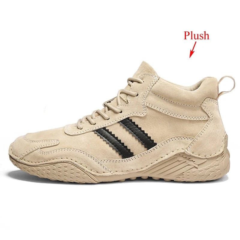 Herr Stövlar Fritidsskor Botines Hombre Bottine Homme High Top Sneakers Höst Vinter Plysch Varm Lyx Märkesdesigner - Sand-1(Plysch)