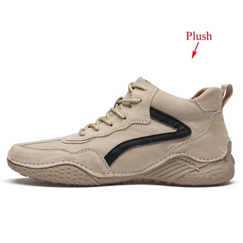 Herr Stövlar Fritidsskor Botines Hombre Bottine Homme High Top Sneakers Höst Vinter Plysch Varm Lyx Märkesdesigner - Sand-1(Plysch)