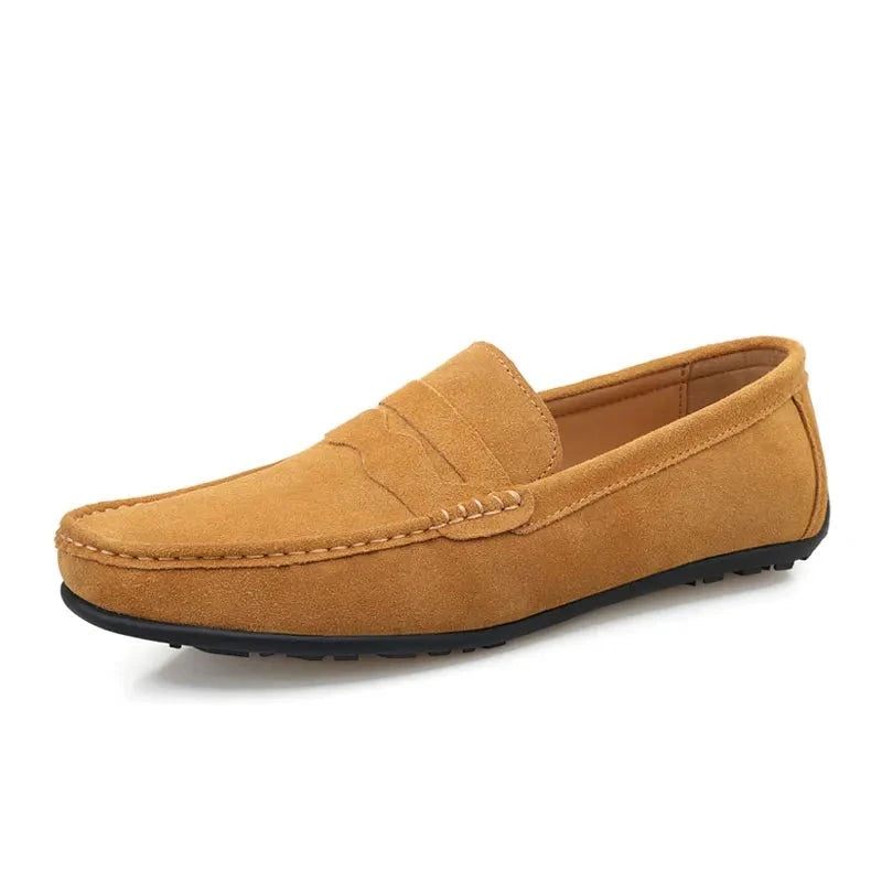 Herr Tofsar Loafers Split Läder Andas Svarta Skor Mjuk Utomhus Fritidsdaglig Sommar Mules Klänning Sandaler Flats - Röd