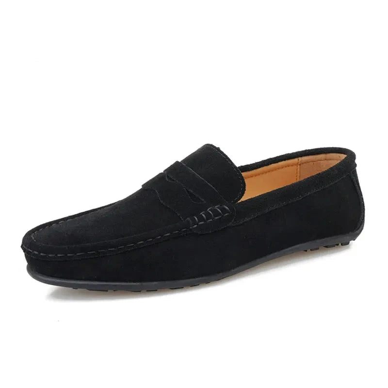 Herr Tofsar Loafers Split Läder Andas Svarta Skor Mjuk Utomhus Fritidsdaglig Sommar Mules Klänning Sandaler Flats - Röd