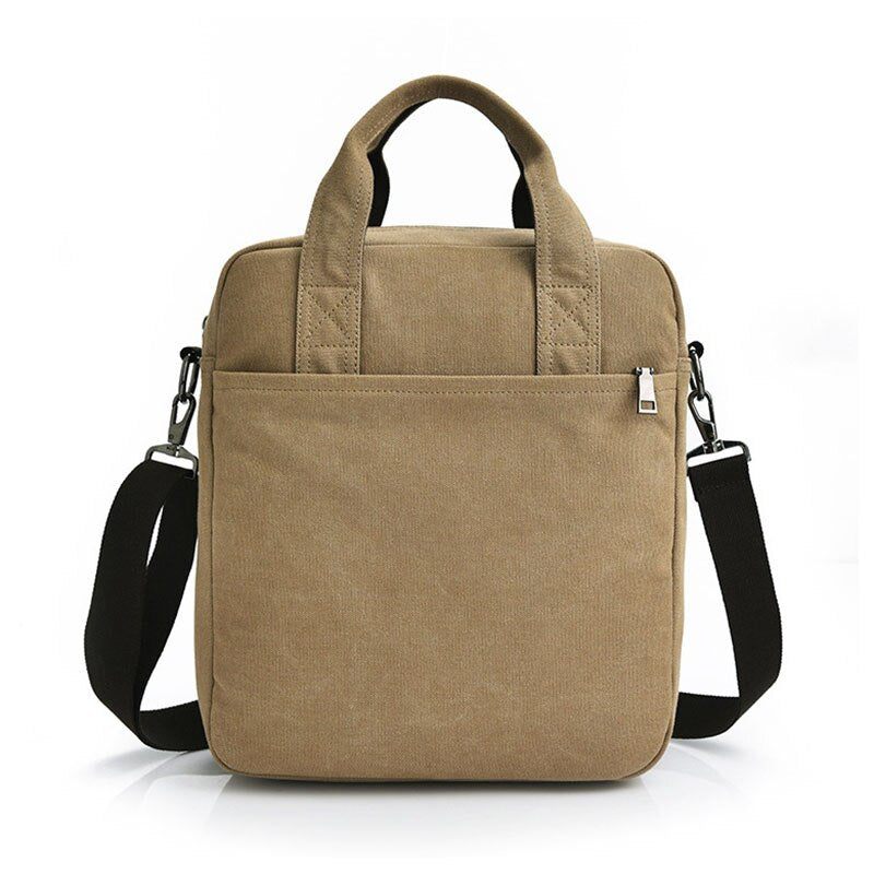 Herr Vintage Canvas Messenger Bags Crossbody Axelväska Solid Man Handväska Designer - Mörkgrå