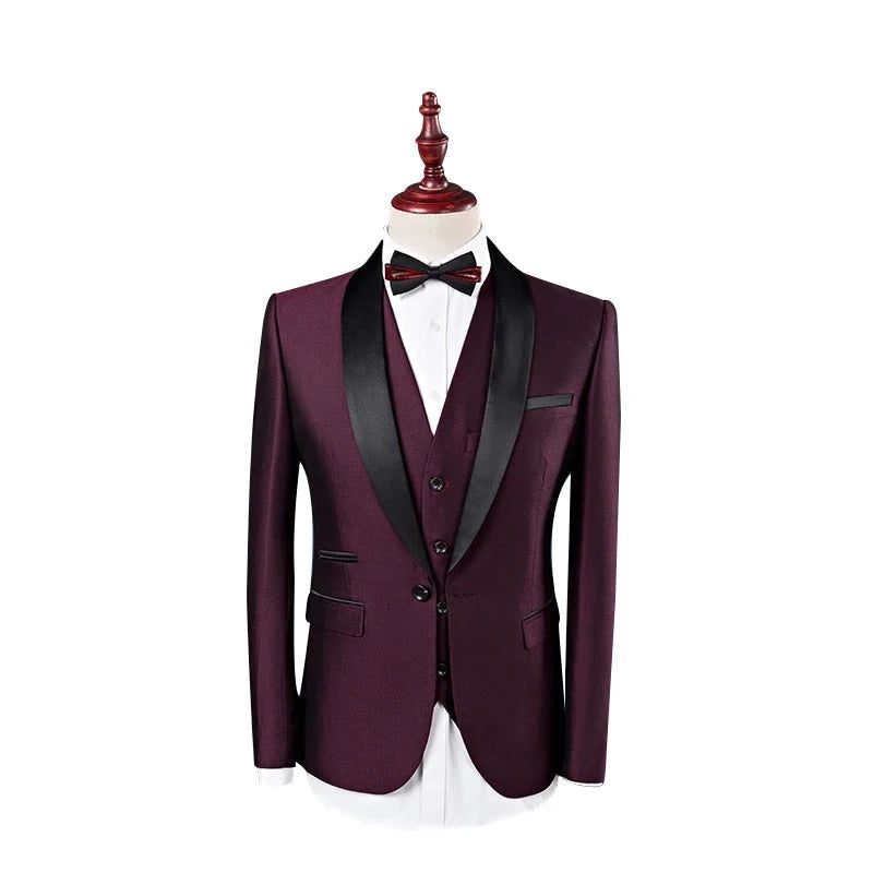 Herrkostym Bröllopsdräkter För Män Sjalkrage Slim Fit Burgundy Kostym Herr Royal Blue Smoking - Blå