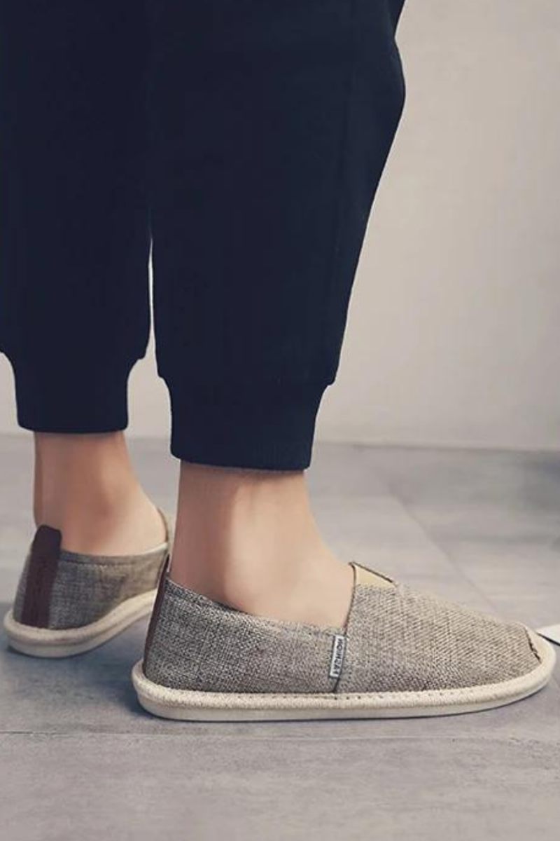 Herrskor I Massiv Canvas Sommarmjuka Loafers Andas Bekväma Mjuka Slip Wear