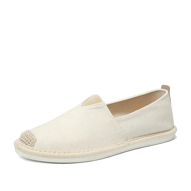 Herrskor I Massiv Canvas Sommarmjuka Loafers Andas Bekväma Mjuka Slip Wear - Beige