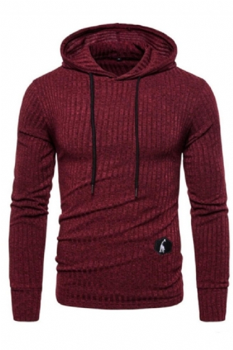 Herrtröjor Enfärgad Casual Stretch Slim Fit Luvtröjor Man Höst Basic Streetwear Sweatshirts Herr