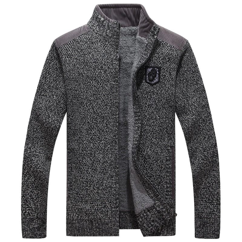 Herrtröjor Med Dragkedjor Tjock Fleece Varmsvart Casual Vinter Herr Cardigan Wool - 290 Svart