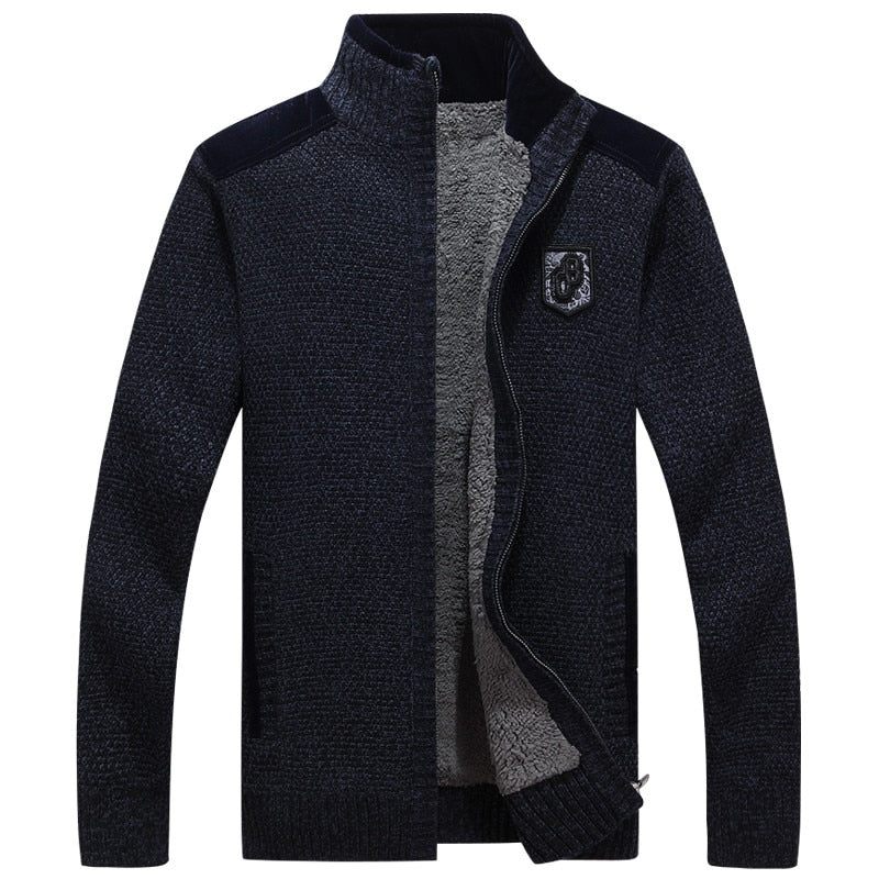 Herrtröjor Med Dragkedjor Tjock Fleece Varmsvart Casual Vinter Herr Cardigan Wool - 290 Svart