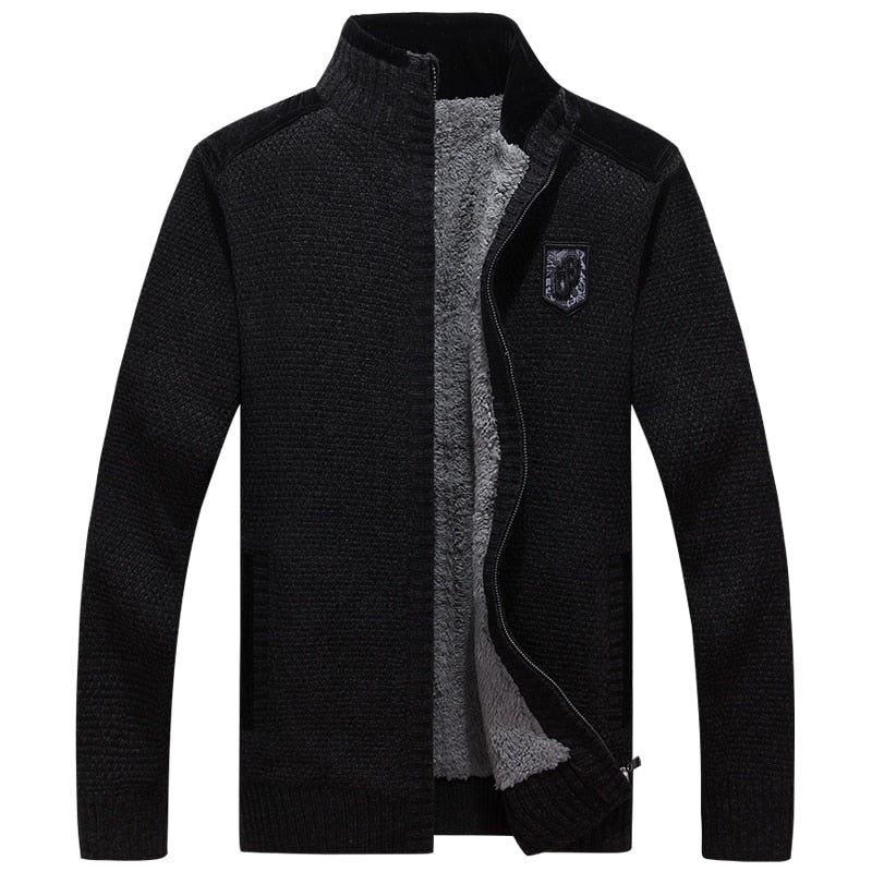 Herrtröjor Med Dragkedjor Tjock Fleece Varmsvart Casual Vinter Herr Cardigan Wool - 290 Svart