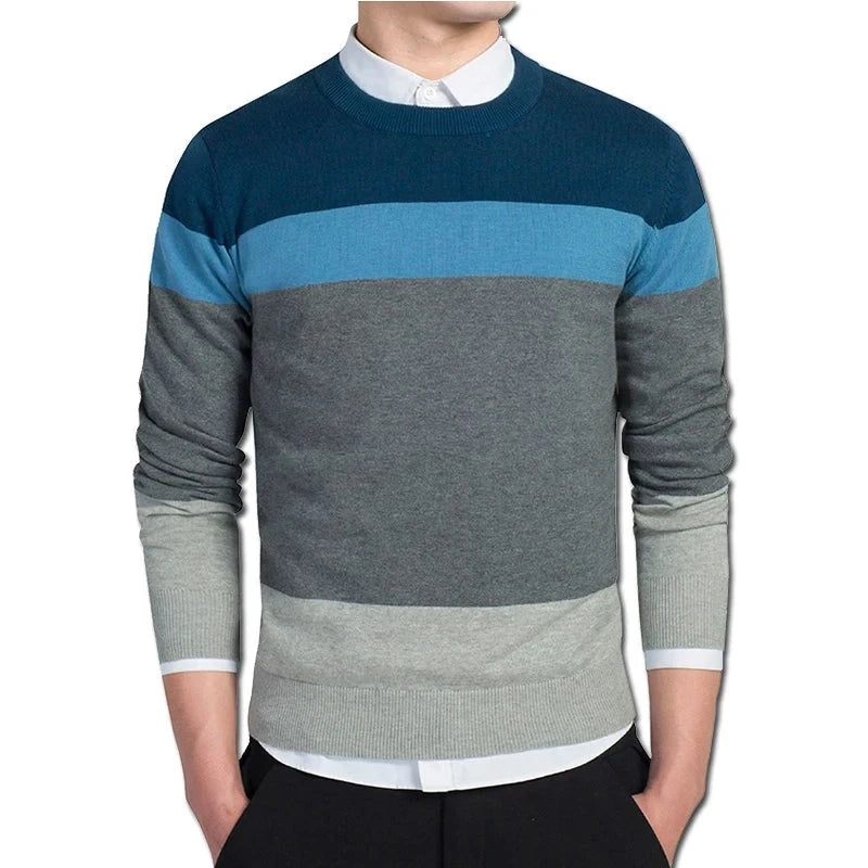 Herrtröjor Och Tröjor Herr Casual Slim Fit Långärmade Stickade Pullover Herrkläder - Svart