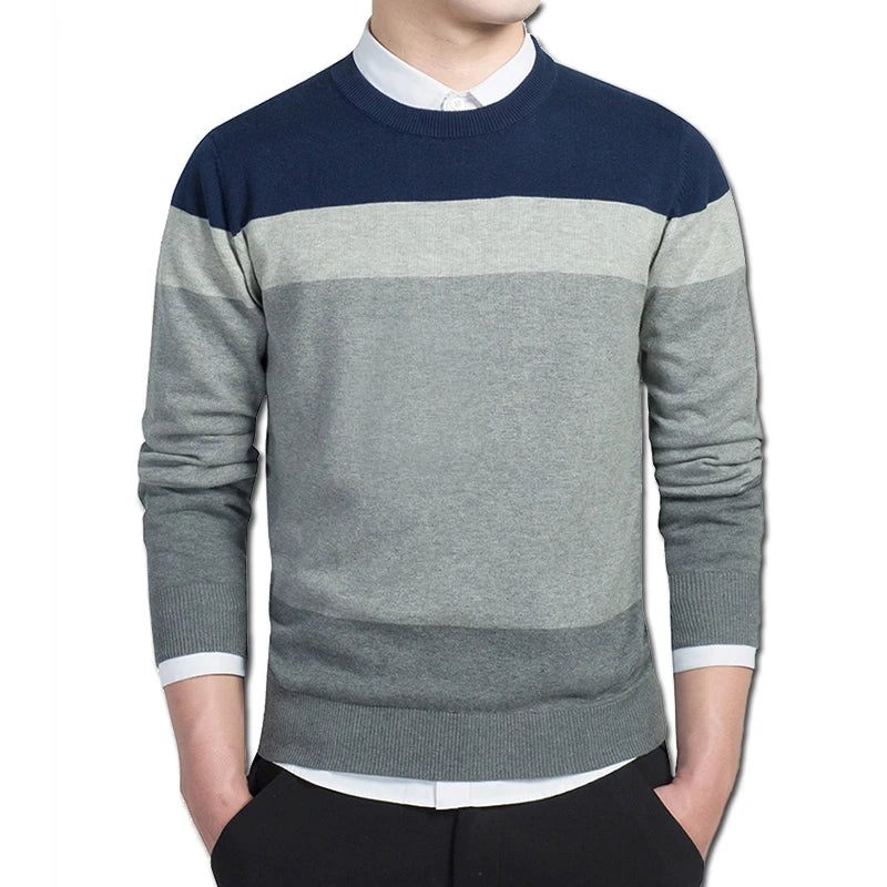 Herrtröjor Och Tröjor Herr Casual Slim Fit Långärmade Stickade Pullover Herrkläder - Svart