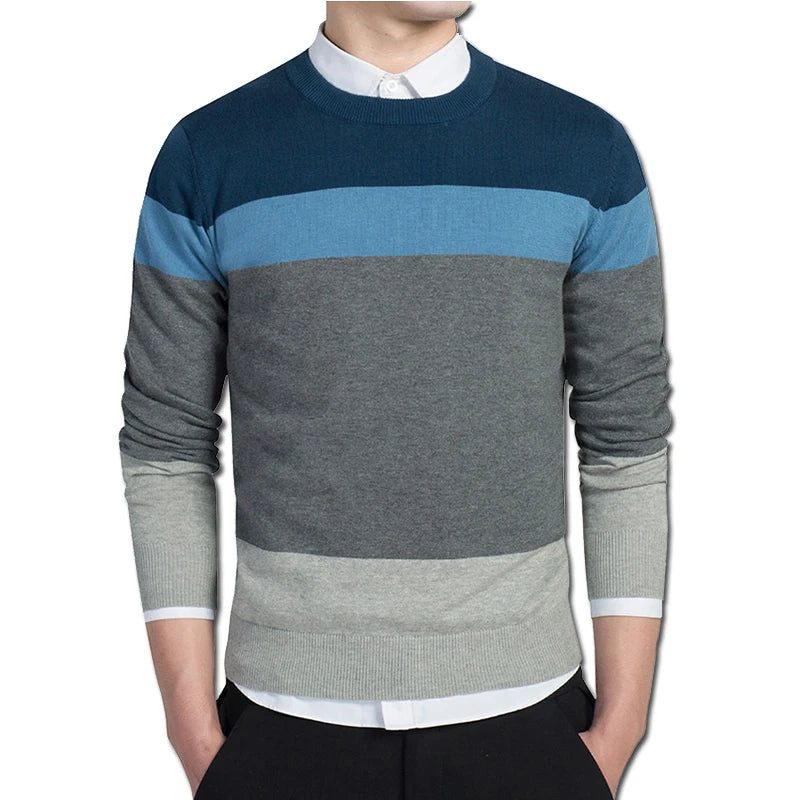 Herrtröjor Och Tröjor Herr Casual Slim Fit Långärmade Stickade Pullover Herrkläder - Svart