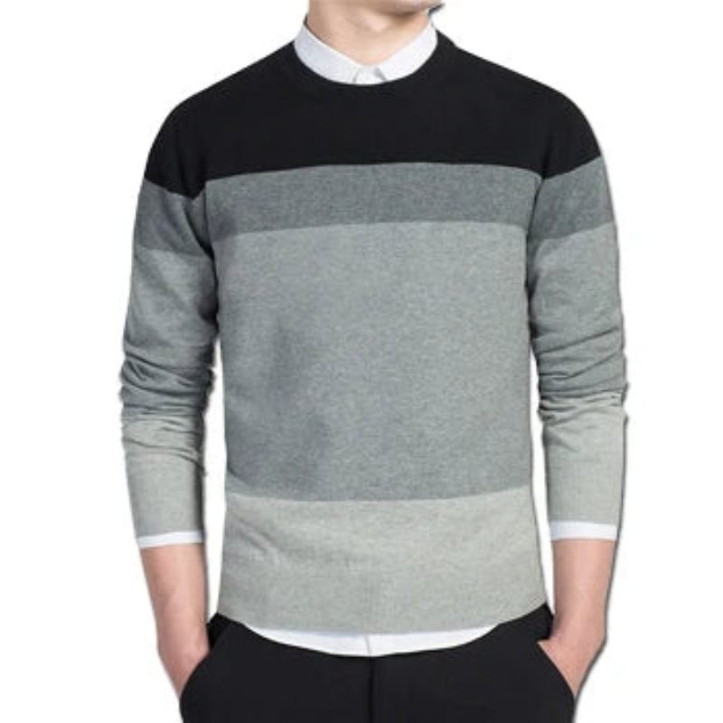 Herrtröjor Och Tröjor Herr Casual Slim Fit Långärmade Stickade Pullover Herrkläder - Svart