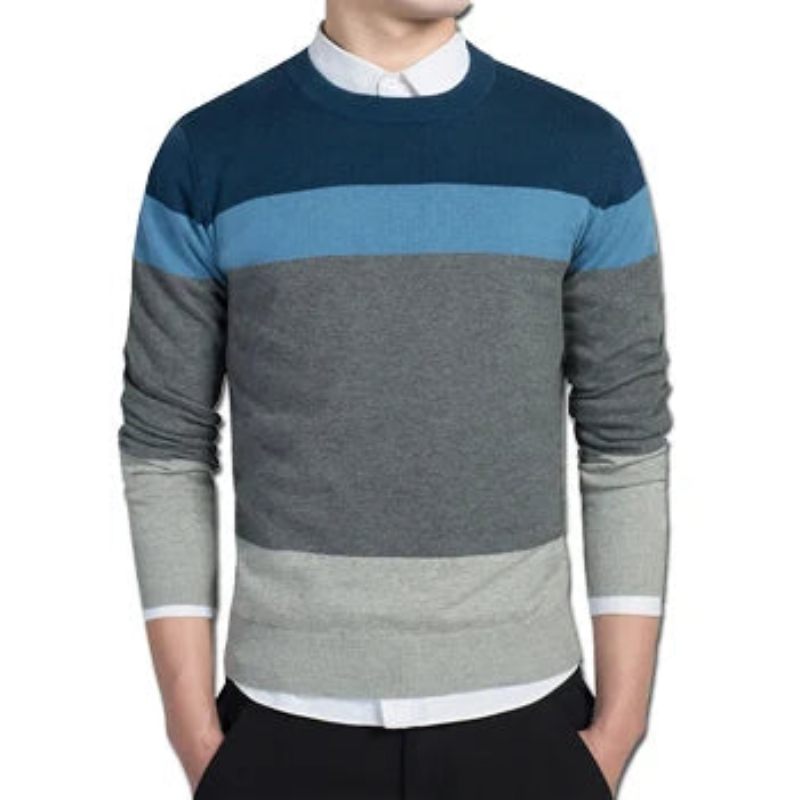 Herrtröjor Och Tröjor Herr Casual Slim Fit Långärmade Stickade Pullover Herrkläder - Svart