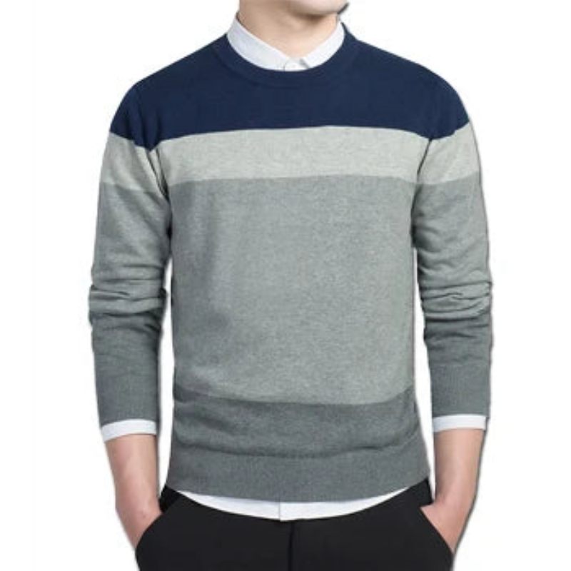 Herrtröjor Och Tröjor Herr Casual Slim Fit Långärmade Stickade Pullover Herrkläder - Svart