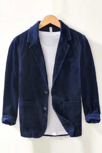 Höst Casual Cotton Manchester Safaridräkter För Män Kläder Solida Blazers Herrjackor Oversize