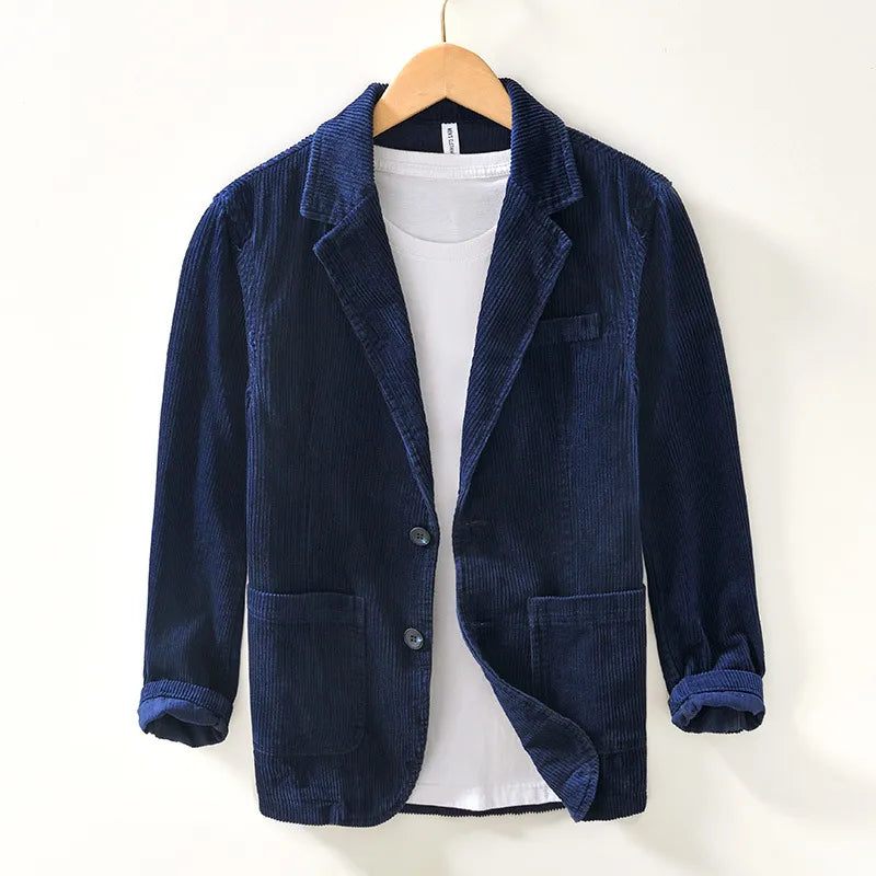 Höst Casual Cotton Manchester Safaridräkter För Män Kläder Solida Blazers Herrjackor Oversize - Kaffe