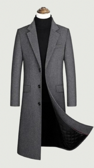 Höst Och Vinter Boutique Ylle Klassisk Tjock Varm Herr Extra Lång Trench Coat Man Jacka