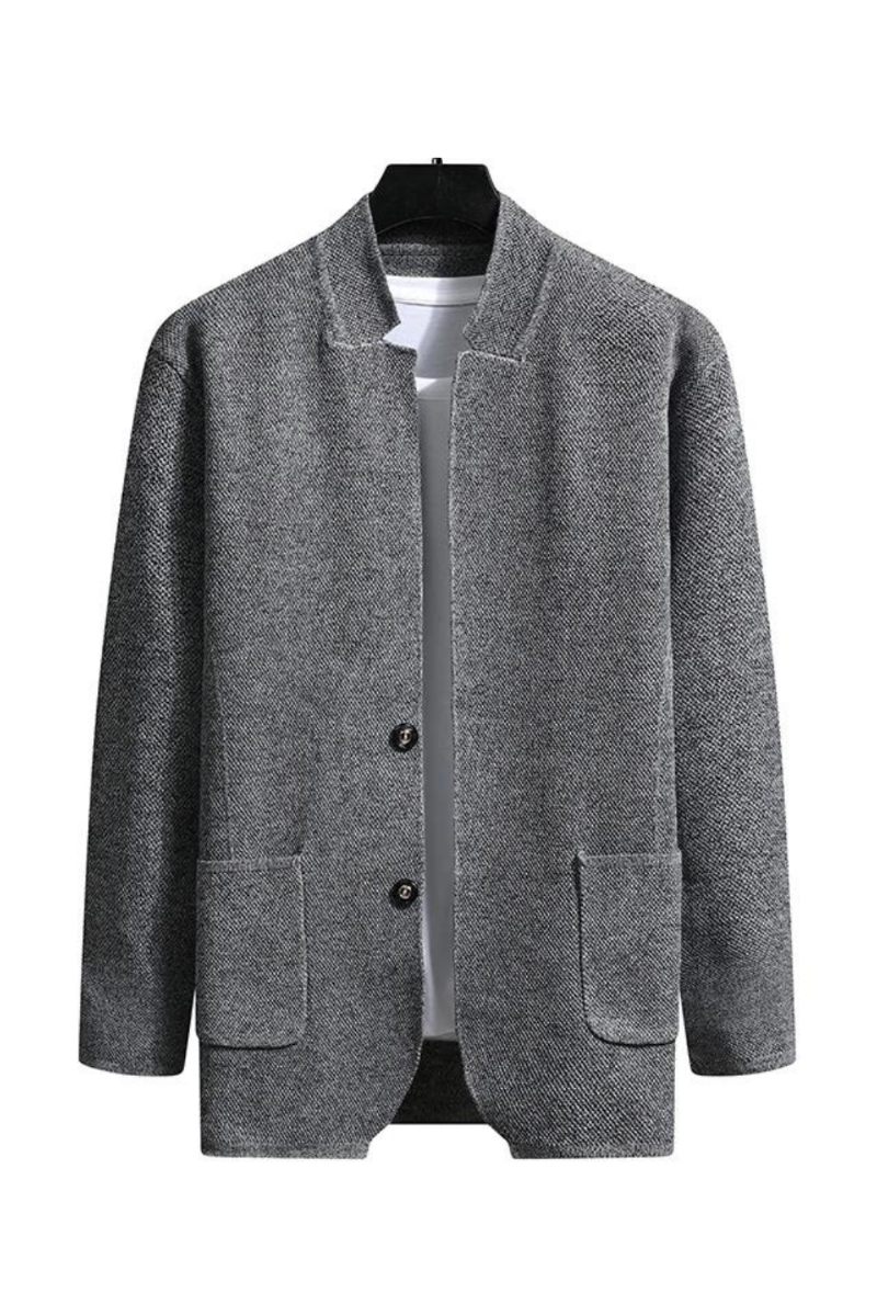 Höst Slim Fit Knit Blazer Herr Topp Cardigan Tröja Fritidsrockar Jacka Stickade Kläder