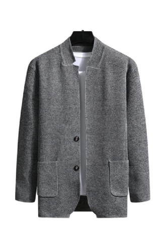 Höst Slim Fit Knit Blazer Herr Topp Cardigan Tröja Fritidsrockar Jacka Stickade Kläder