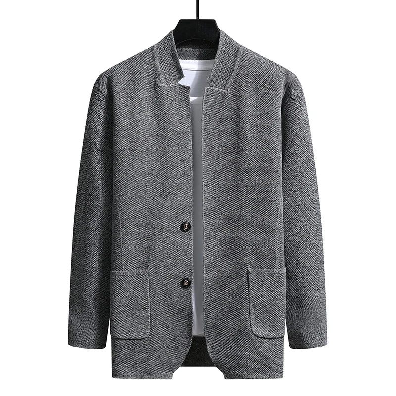 Höst Slim Fit Knit Blazer Herr Topp Cardigan Tröja Fritidsrockar Jacka Stickade Kläder - Kaki