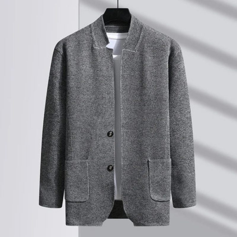 Höst Slim Fit Knit Blazer Herr Topp Cardigan Tröja Fritidsrockar Jacka Stickade Kläder - Kaki