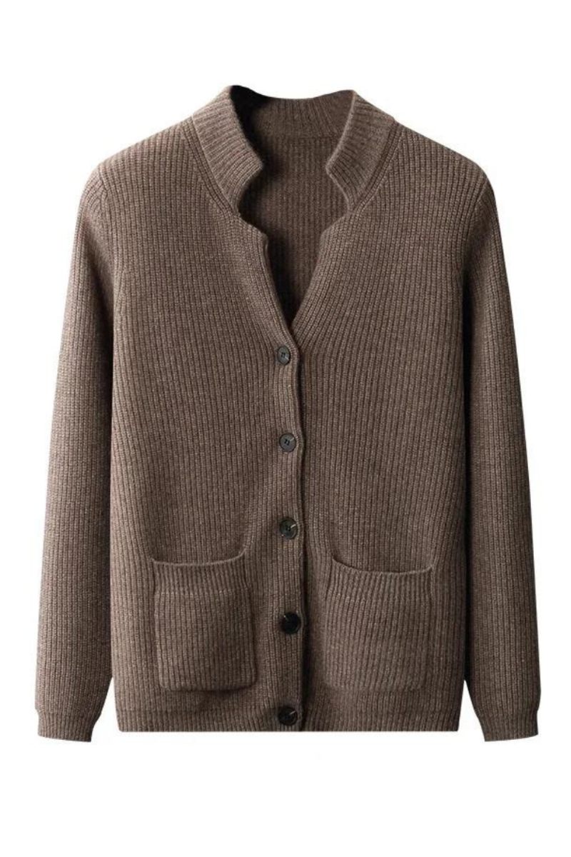 Höst Vinter Cardigan Tröja Cashmere Förtjockad Pocket Coat Solid