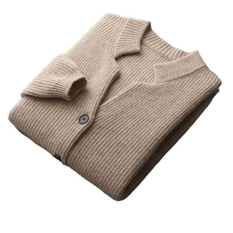 Höst Vinter Cardigan Tröja Cashmere Förtjockad Pocket Coat Solid - Brun