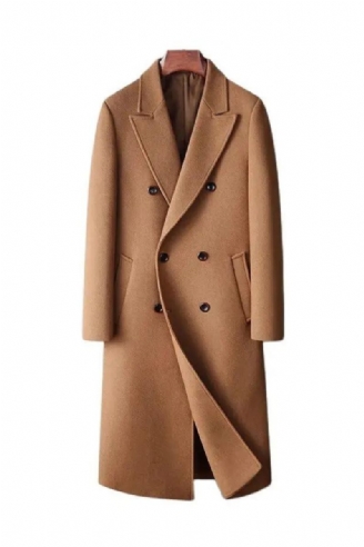 Höst Vinter Herr Ullblandningar Kappor Dubbelknäppt Smart Casual Lång Ylle Trench Ytterkläder