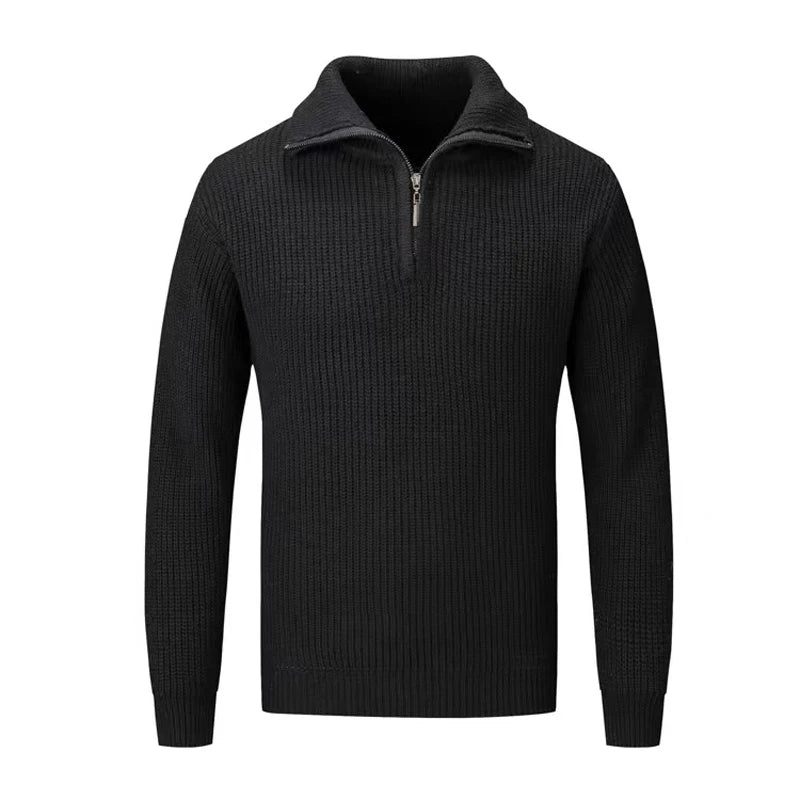 Höst Vinter Stickade Polos Herr Tröja T-shirts Toppar Slim Fit Pullover - Grå