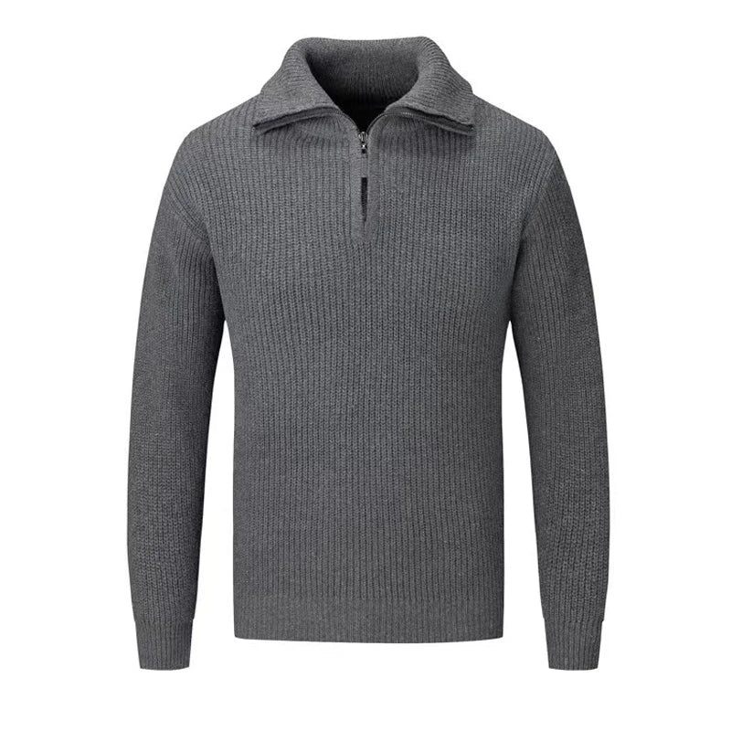 Höst Vinter Stickade Polos Herr Tröja T-shirts Toppar Slim Fit Pullover - Grå