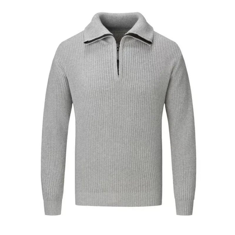 Höst Vinter Stickade Polos Herr Tröja T-shirts Toppar Slim Fit Pullover - Grå