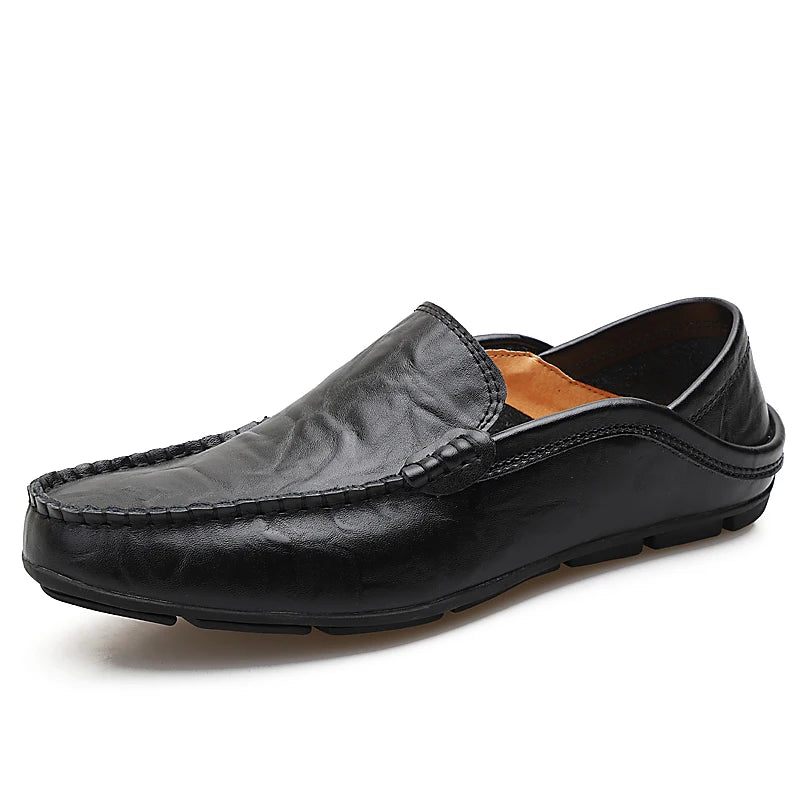 Höst Vinter Varm Päls Läder Flats Loafers Herr Mockasiner Casual Skor - Svart