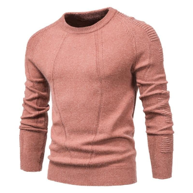 Höst-vintertröja Enfärgad Herrtröja O-ringad Geometritröja Herr Casual Slimmade Tröjor Herrkläder - Svart