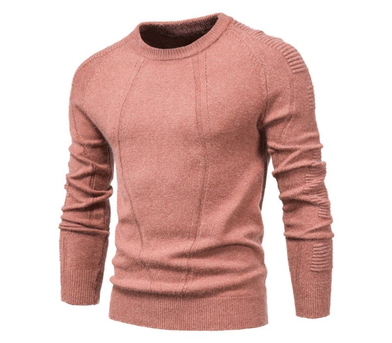 Höst-vintertröja Enfärgad Herrtröja O-ringad Geometritröja Herr Casual Slimmade Tröjor Herrkläder - Svart